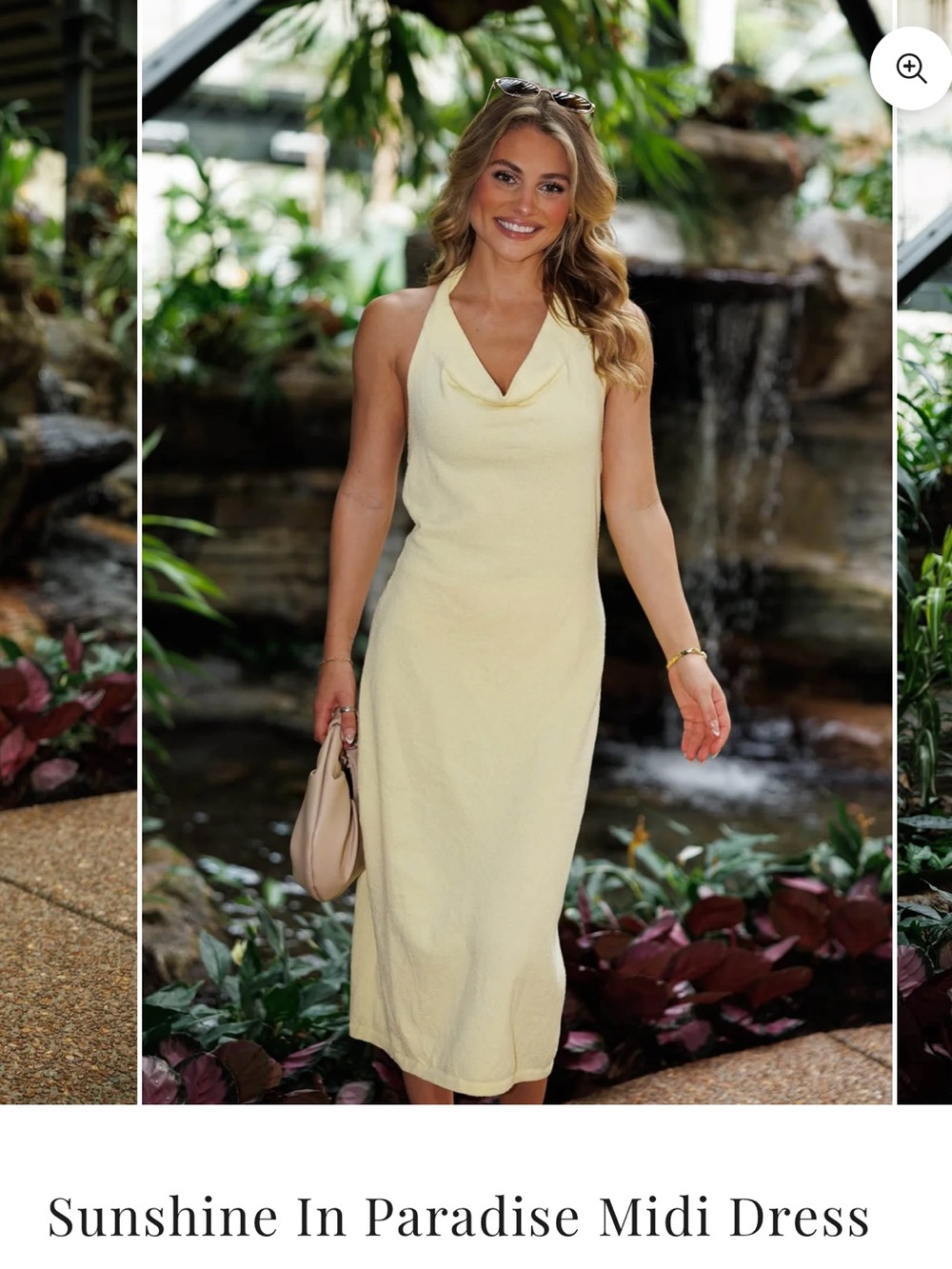 Sunshine Cowl Neck Halter Midi Dress - Pale Yellow